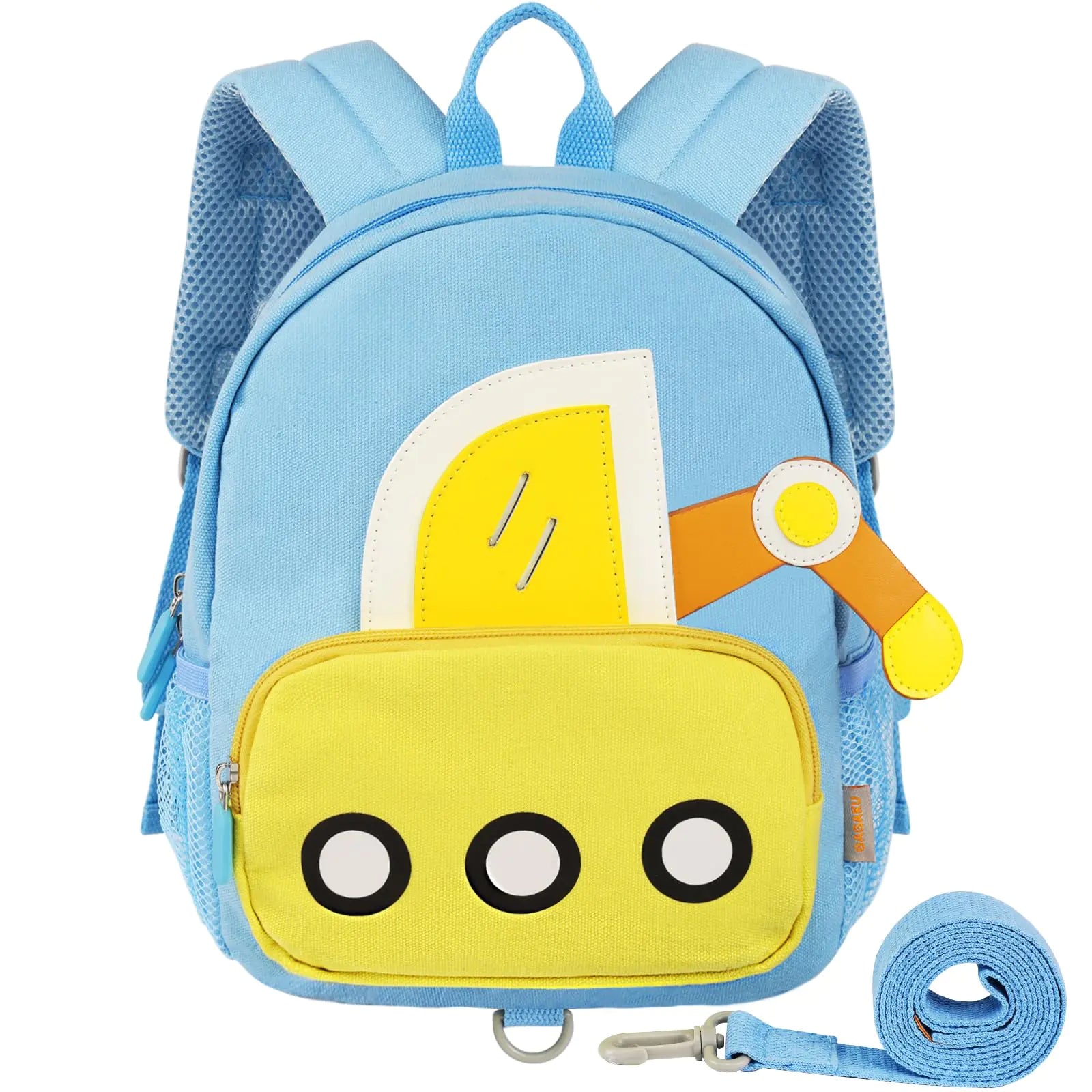 GAGAKU Toddler Backpack with Leash - Mini Kids Backpacks for Boys 2-5 Years Child 3D Cartoon Toddler Harness Backpack Leash Anti-Lost Preschool Backpack- Blue Digger