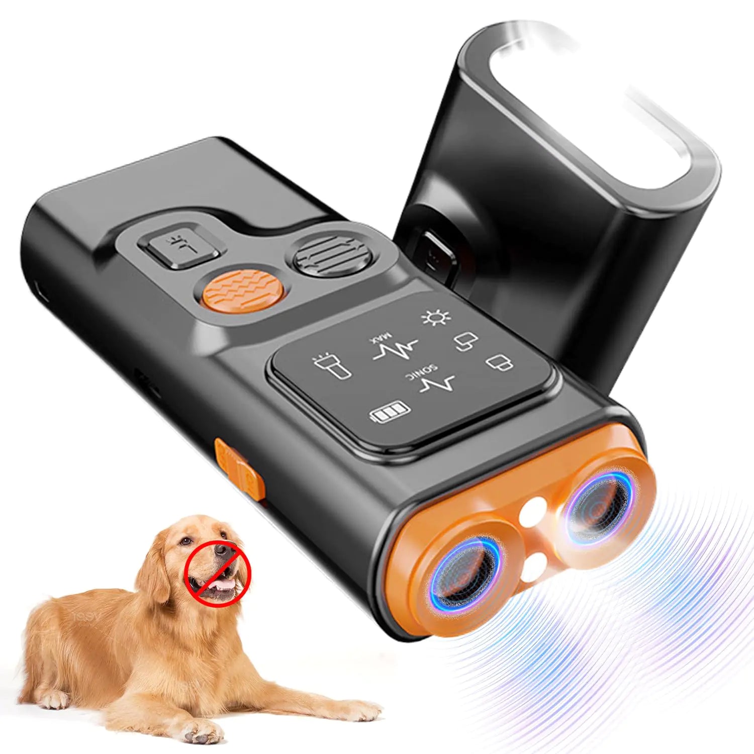 Kuyyor Dog Bark Deterrent Devices 2025 Upgraded Anti Barking Device for Dogs Barking Silencer with LED Flashlight & HD Display 3 Modes Dog Whistle to Stop Barking Neighbors Dog 50FT Rechargeable