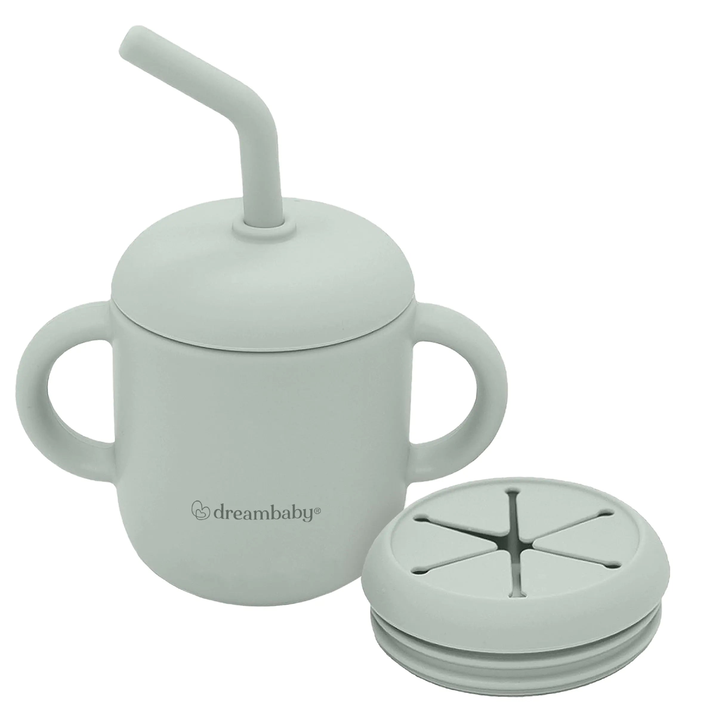 Dreambaby Silicone 3-in-1 Sippy Cup with Straw Open Training Cup and Snack Cup - Spill Proof Baby Snack Food Container